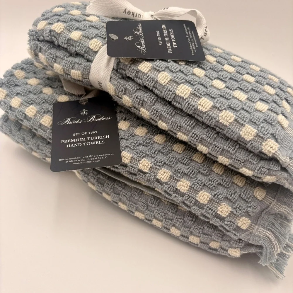 Brooks‎ Brothers 4pc Premium Turkish Towel Set Blue Hand and Tip Towels Cotton